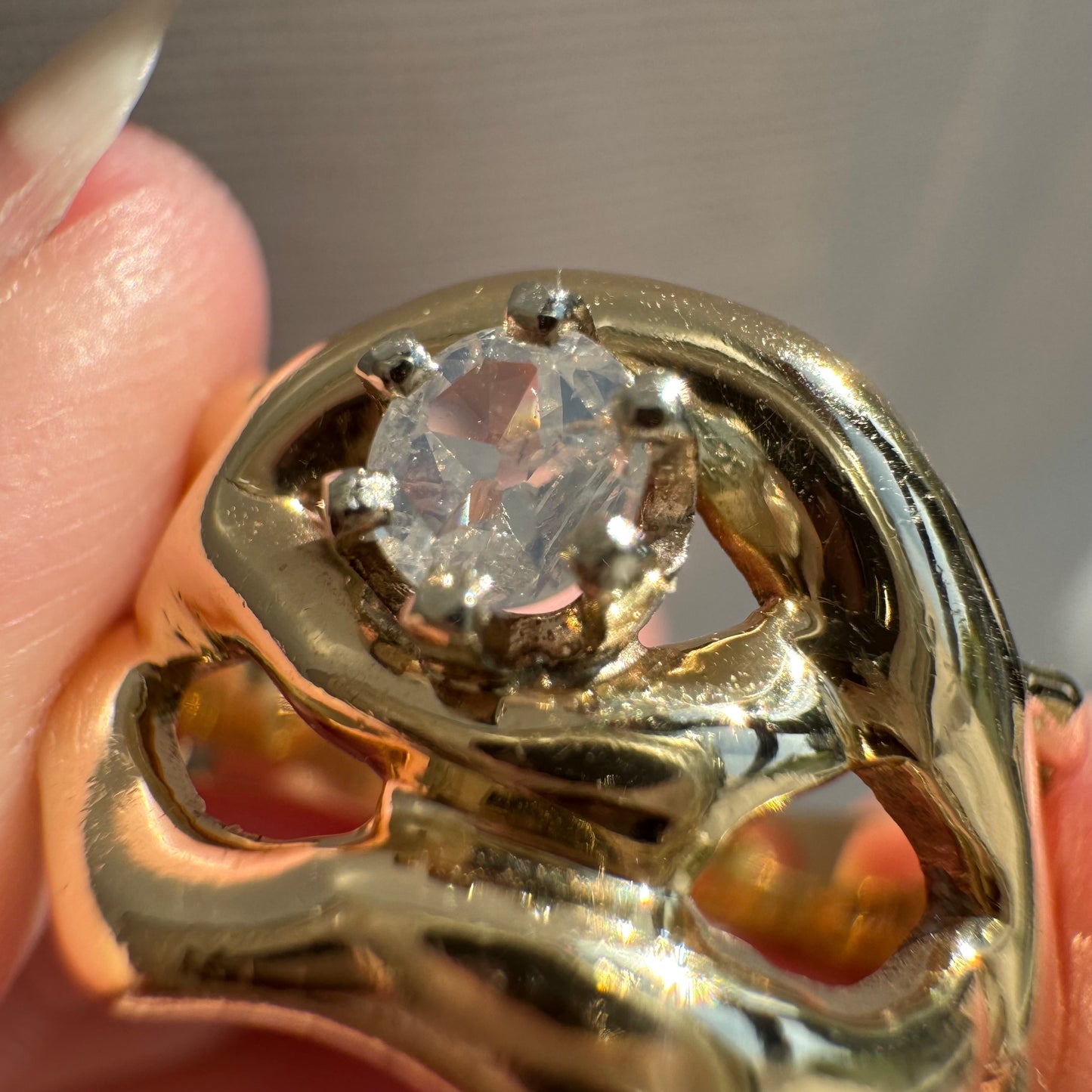 reimagined V I N T A G E // star light star bright / 14k free-form diamond solitaire ring / size ~7