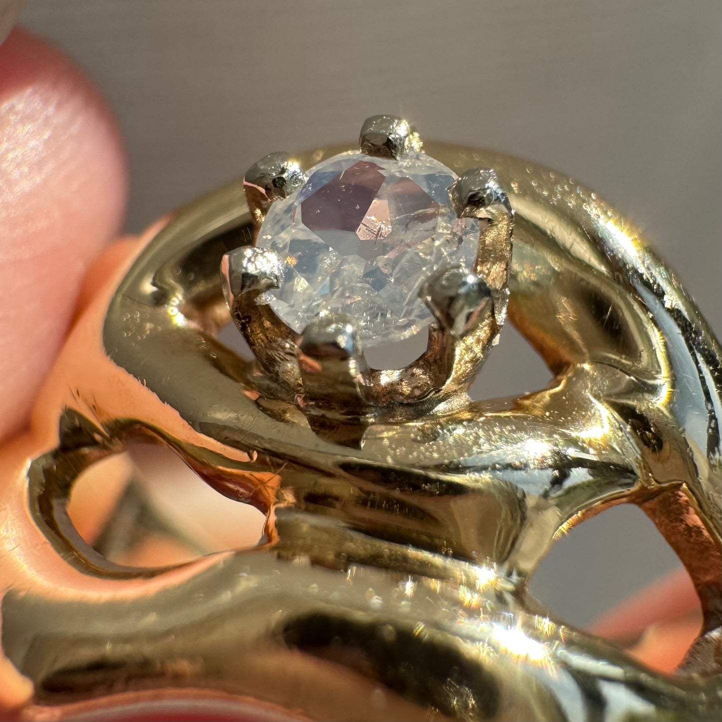 reimagined V I N T A G E // star light star bright / 14k free-form diamond solitaire ring / size ~7