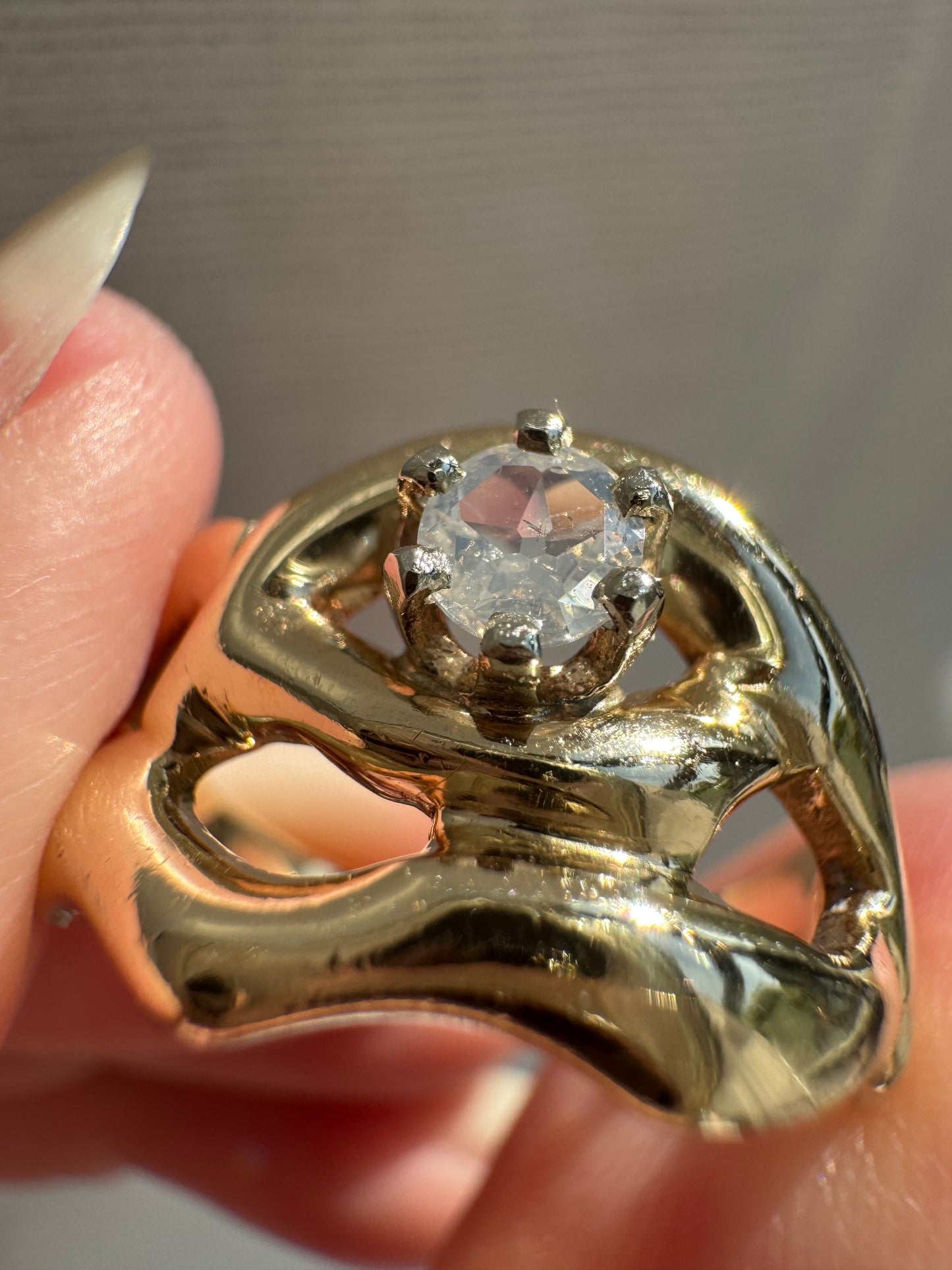 reimagined V I N T A G E // star light star bright / 14k free-form diamond solitaire ring / size ~7