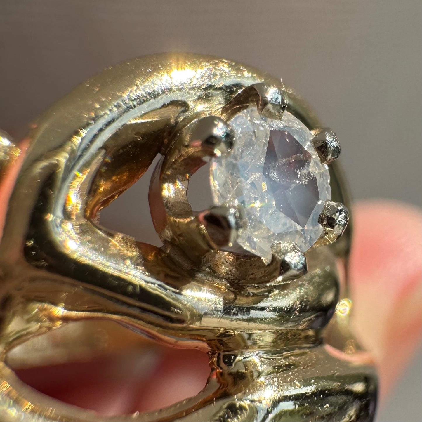 reimagined V I N T A G E // star light star bright / 14k free-form diamond solitaire ring / size ~7