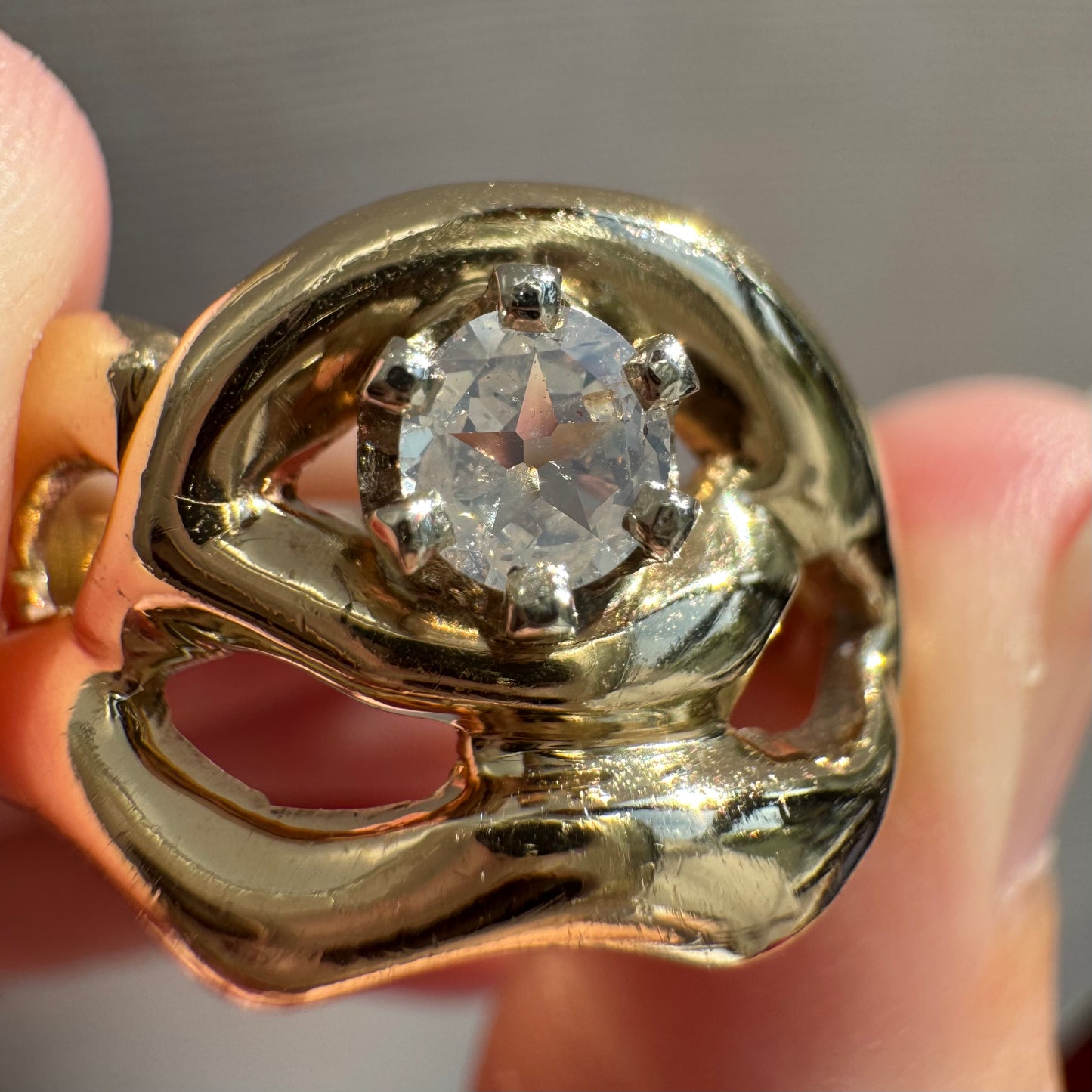 reimagined V I N T A G E // star light star bright / 14k free-form diamond solitaire ring / size ~7