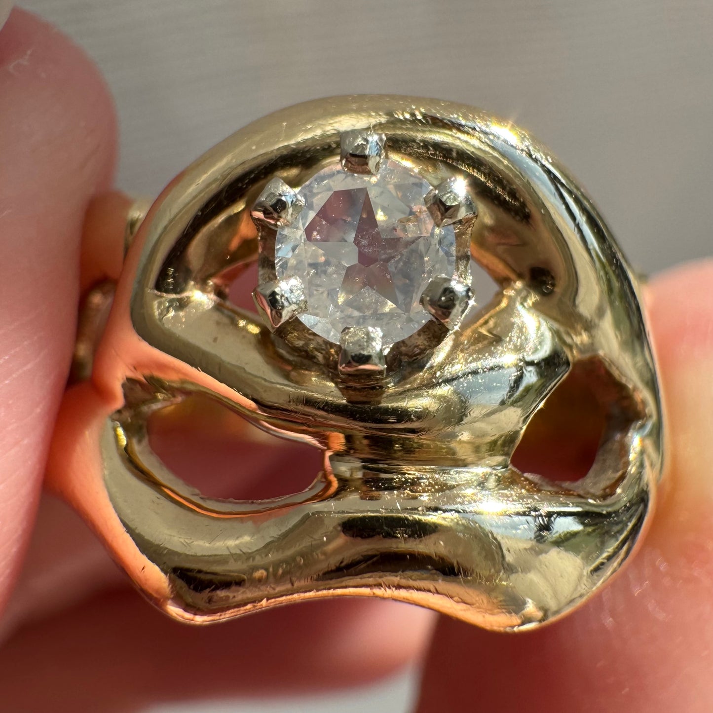 reimagined V I N T A G E // star light star bright / 14k free-form diamond solitaire ring / size ~7