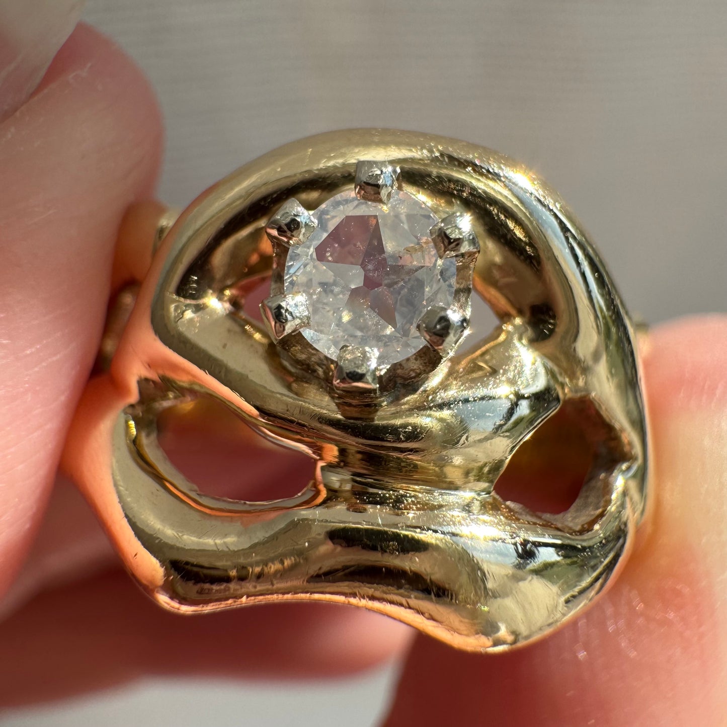 reimagined V I N T A G E // star light star bright / 14k free-form diamond solitaire ring / size ~7