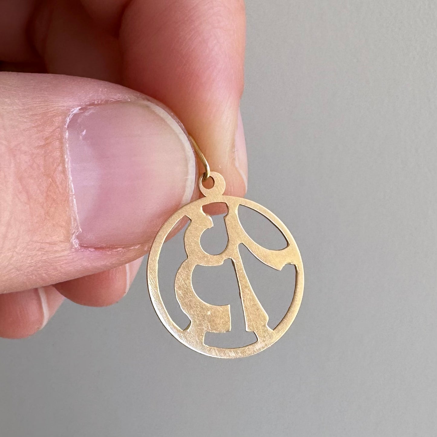 V I N T A G E / lightweight luck / 14k yellow gold lucky 13 cutout / a pendant or charm