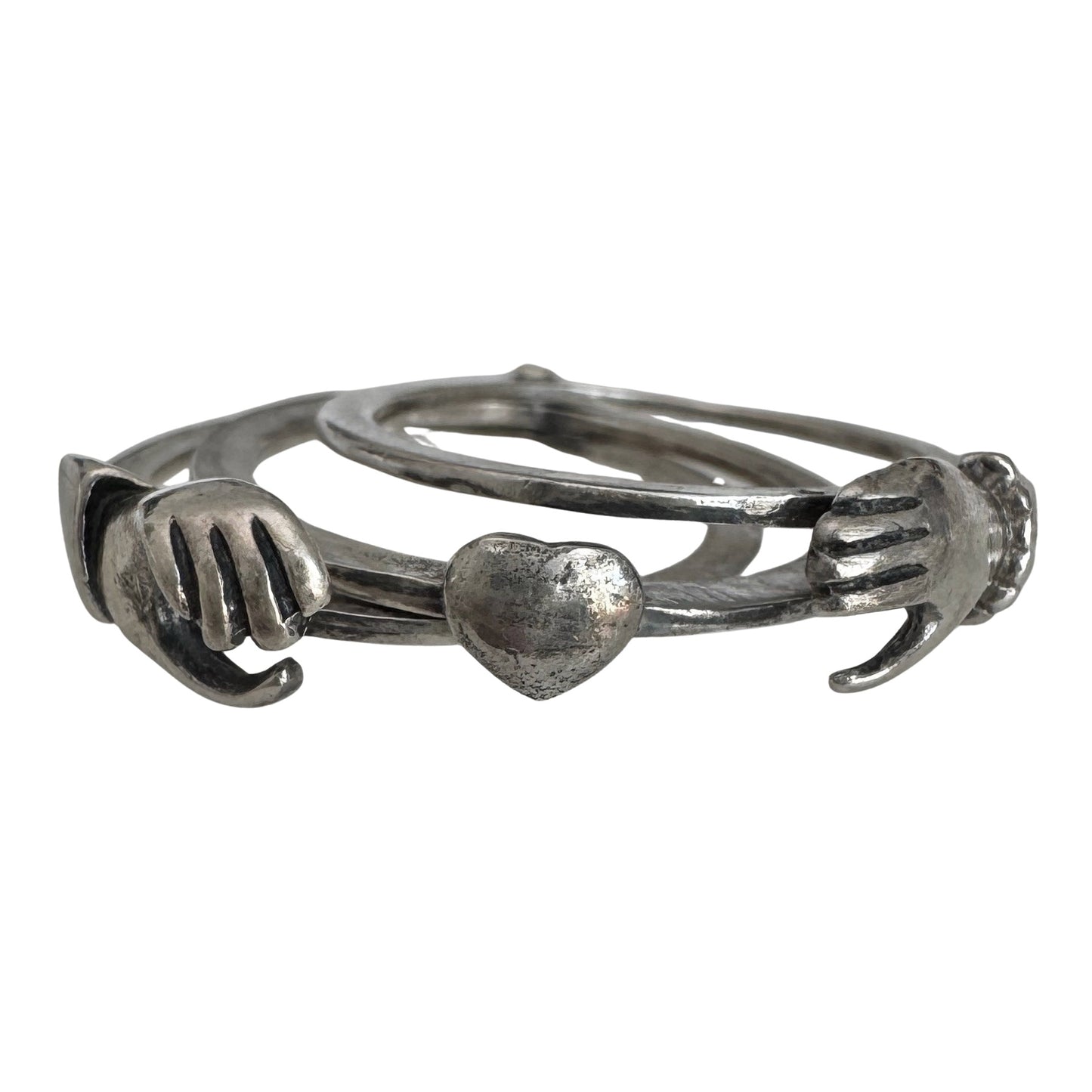 V I N T A G E // fabulous fede / sterling silver hinged fede gimmel ring / size 7.75