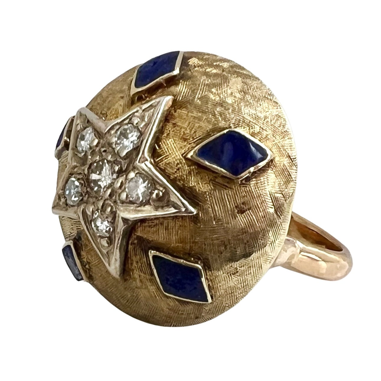 V I N T A G E // florentine starscape / 18k gold and diamond star bombe ring / size 6.5