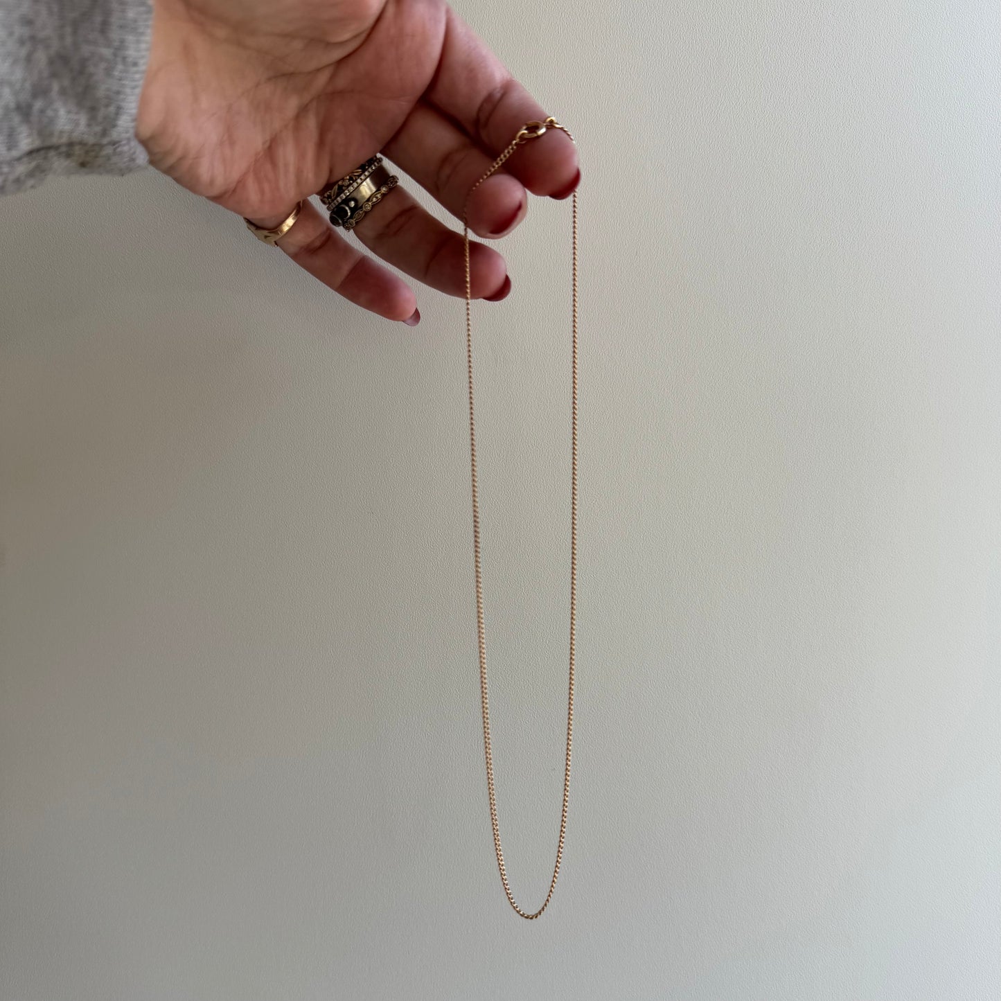 V I N T A G E // dainty curb / 14k solid gold chain / 15", 3.1g