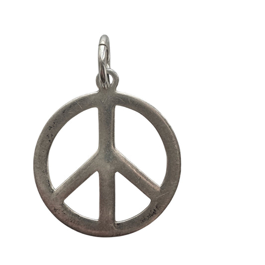V I N T A G E // worthy goal / sterling silver cut out peace sign / a pendant or large charm