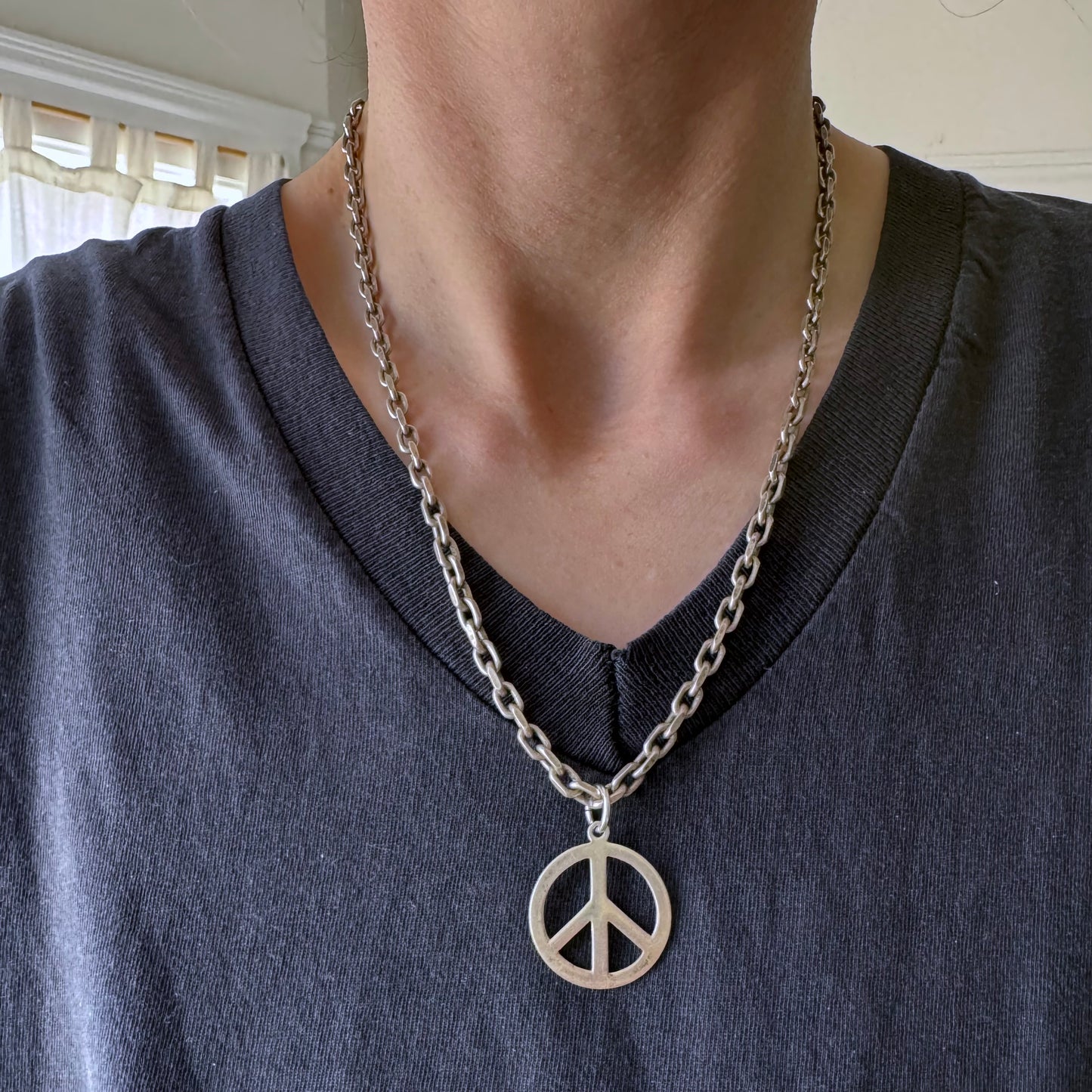 V I N T A G E // worthy goal / sterling silver cut out peace sign / a pendant or large charm