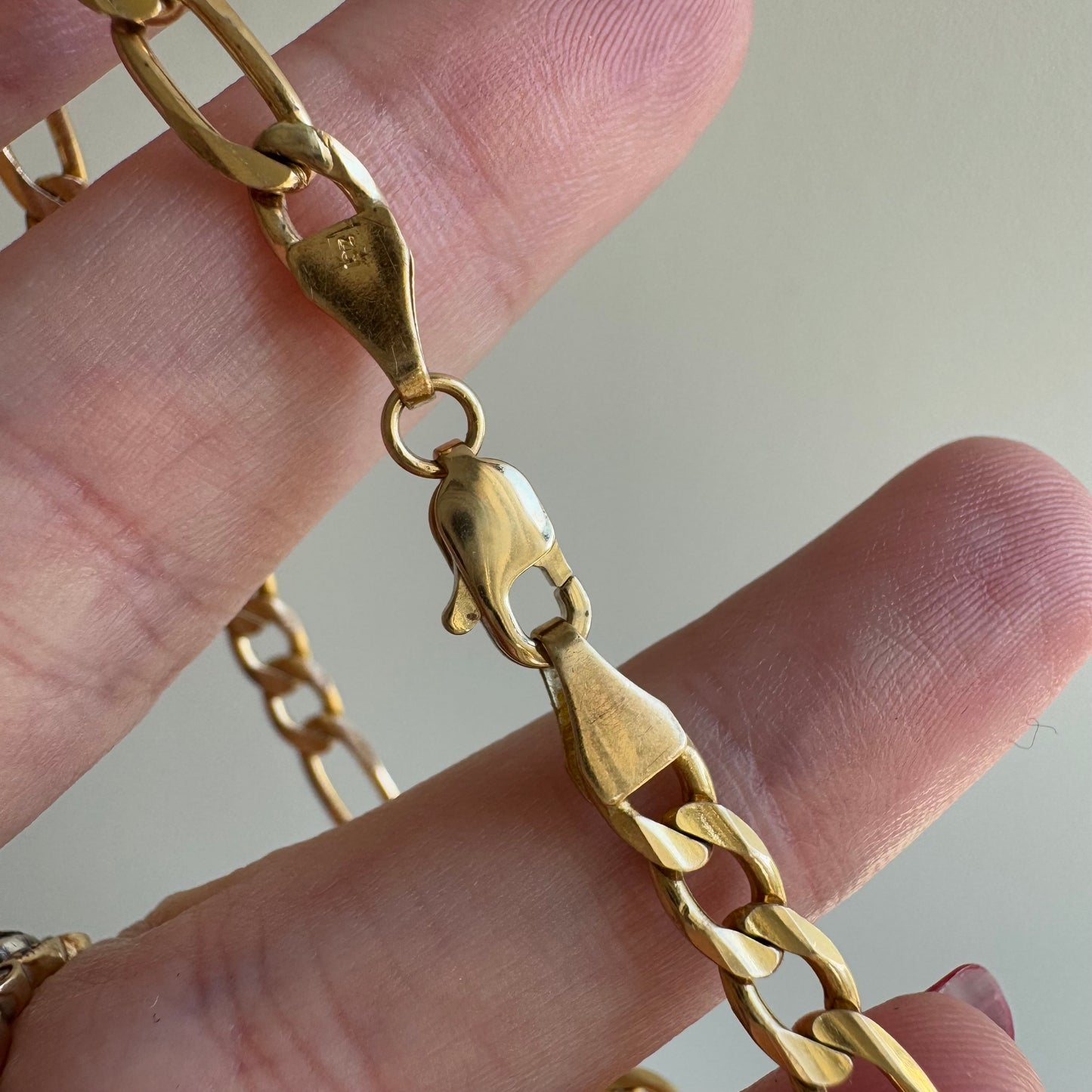 V I N T A G E // classic figaro / 10k yellow gold three-to-one figaro link bracelet / 7.75", 6.3g