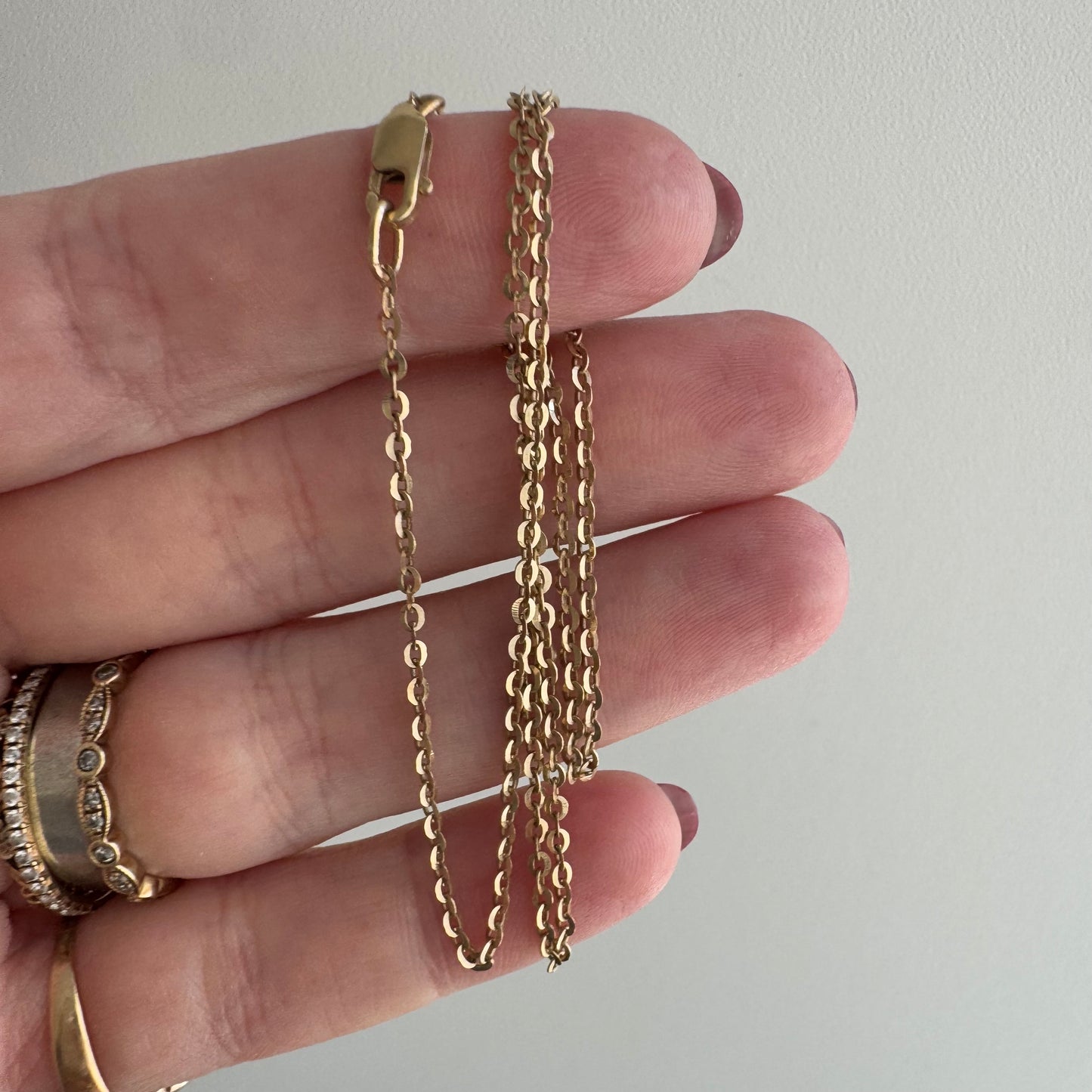 V I N T A G E // dainty flat cable / 14k gold dainty cable chain / 14.5", 1.8g