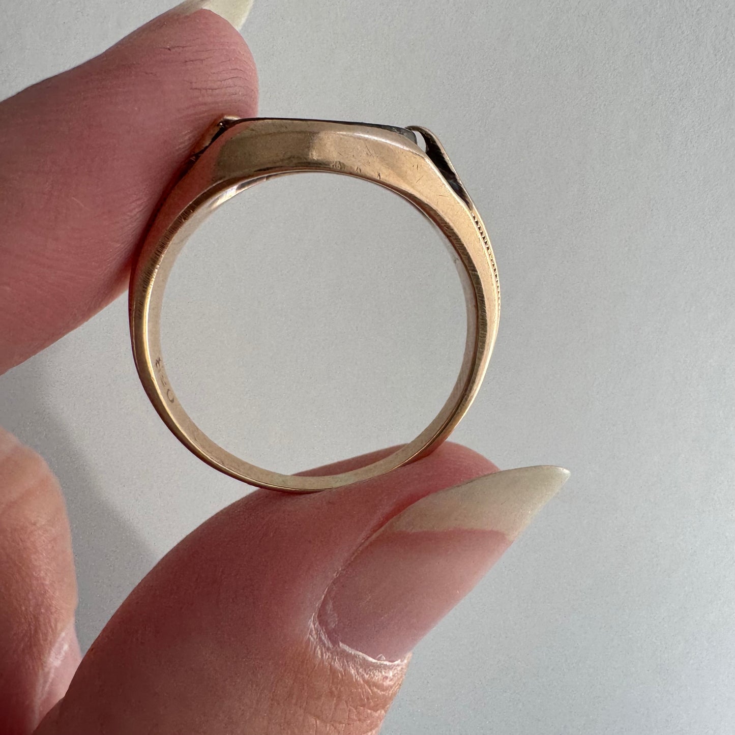 reimagined V I N T A G E // sea rainbow / 10k gold Ostby Barton abalone signet ring / size 7.25