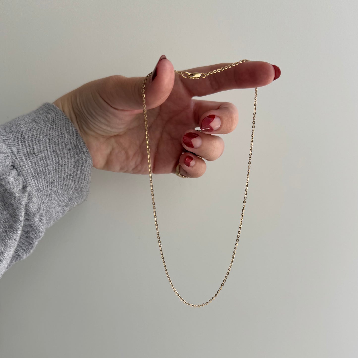 V I N T A G E // dainty flat cable / 14k gold dainty cable chain / 14.5", 1.8g