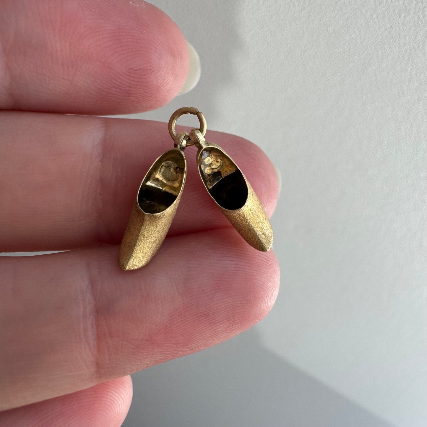 V I N T A G E // tiniest clogs / 14k yellow gold miniature clogs / a charm