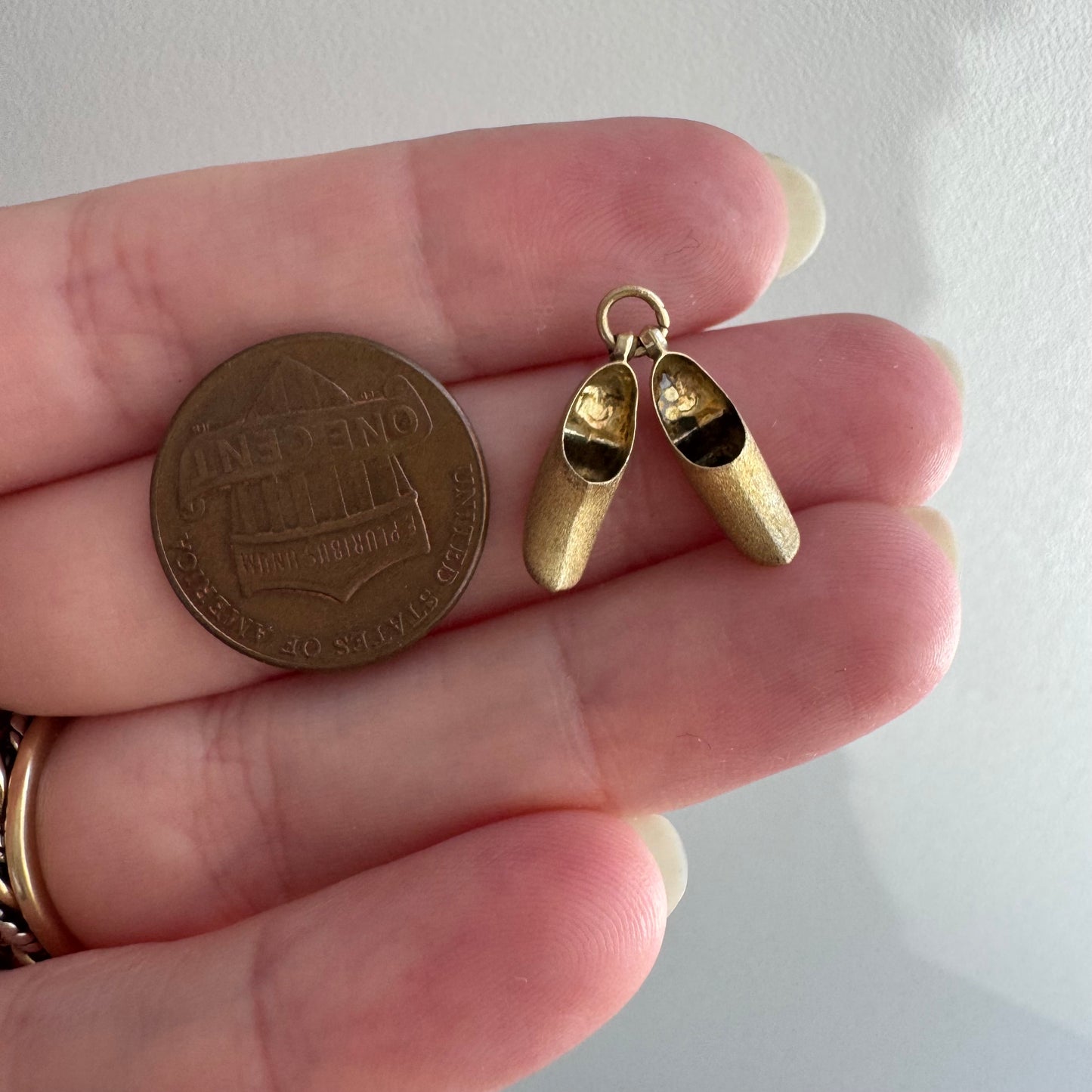 V I N T A G E // tiniest clogs / 14k yellow gold miniature clogs / a charm