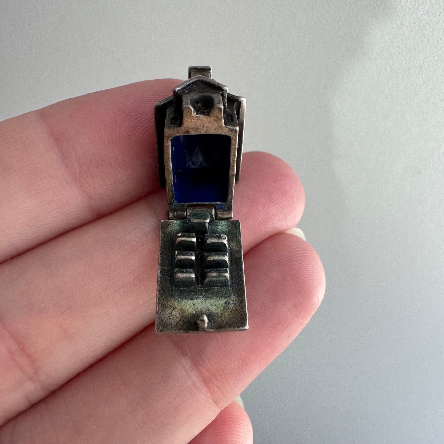 V I N T A G E // house of worship / sterling silver and enamel church / a pendant