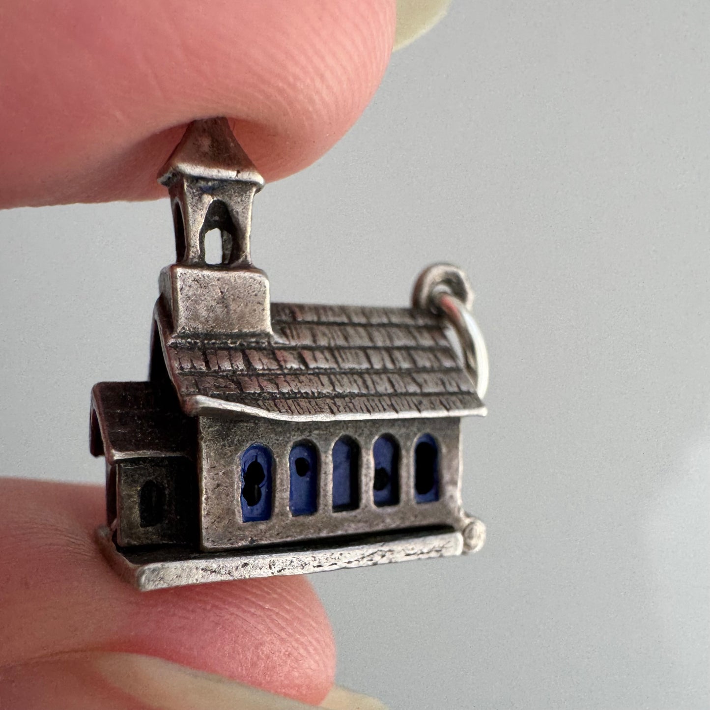 V I N T A G E // house of worship / sterling silver and enamel church / a pendant