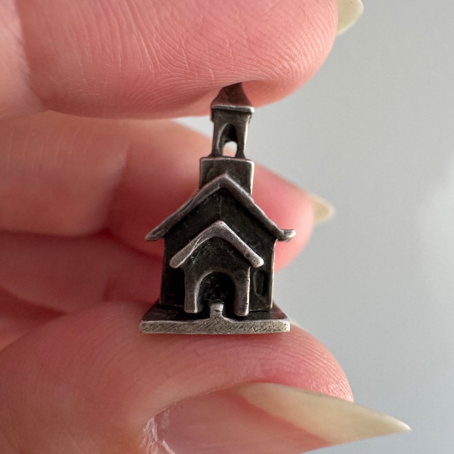 V I N T A G E // house of worship / sterling silver and enamel church / a pendant