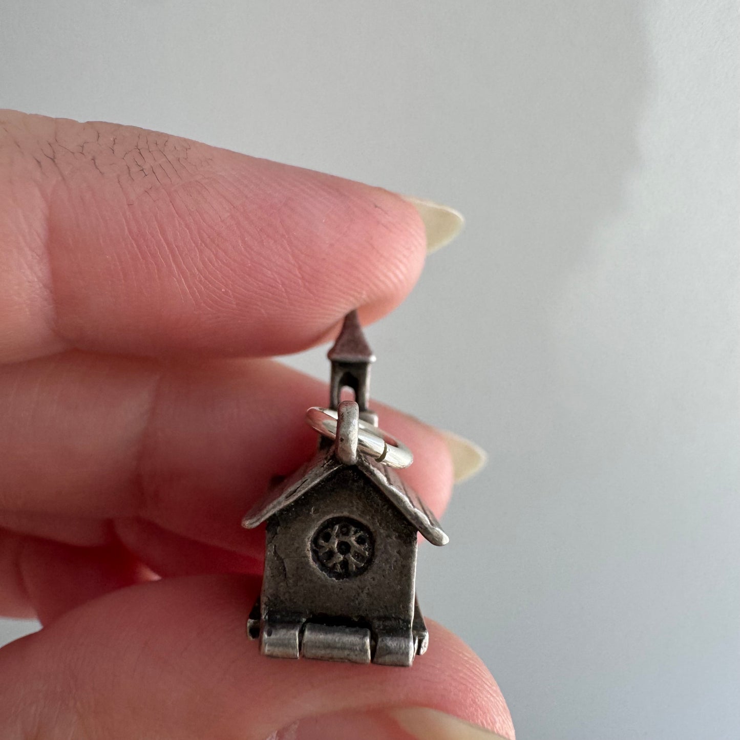 V I N T A G E // house of worship / sterling silver and enamel church / a pendant