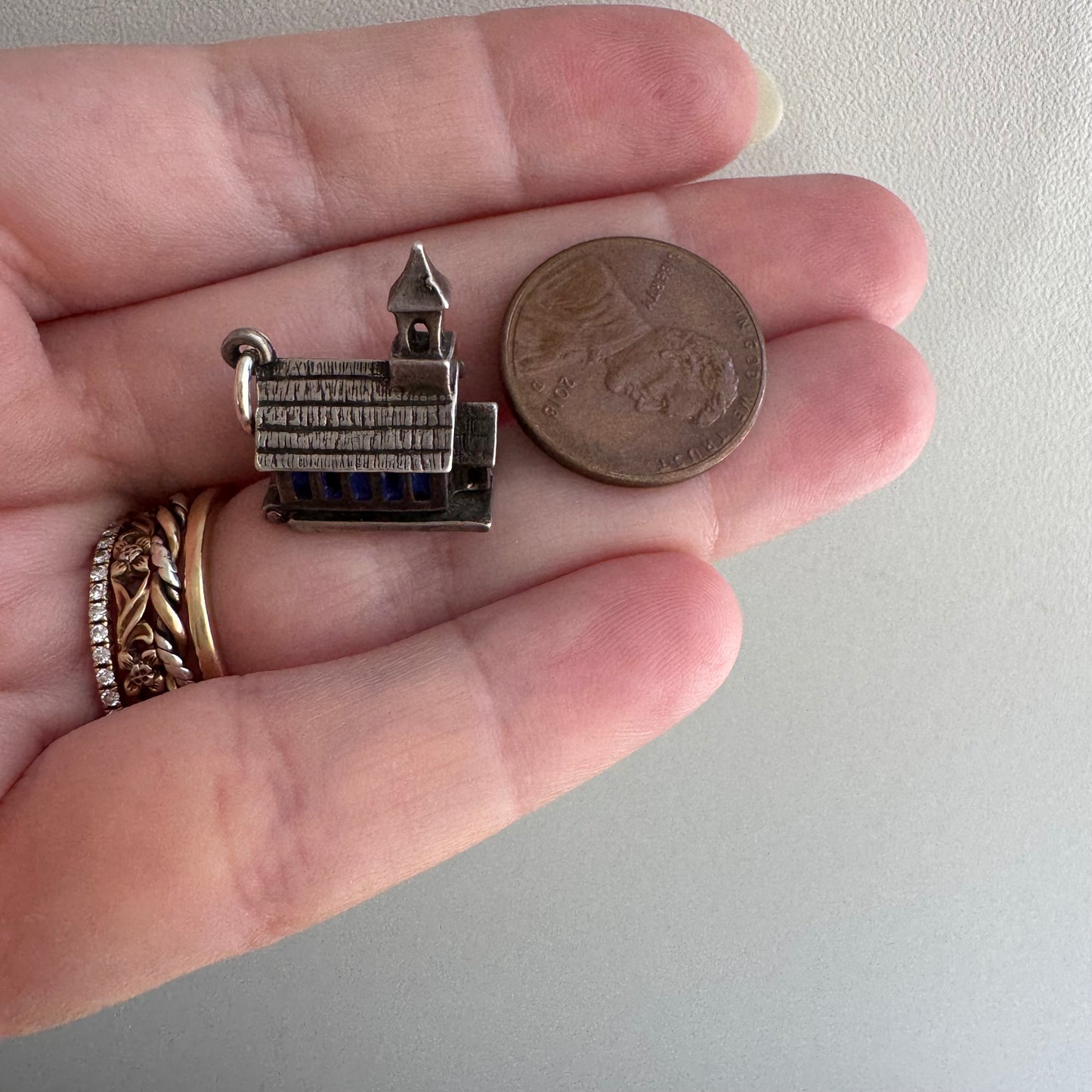 V I N T A G E // house of worship / sterling silver and enamel church / a pendant