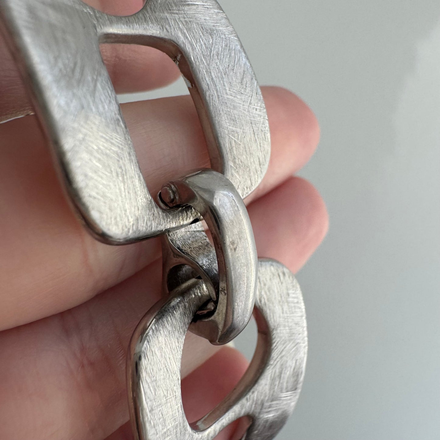 V I N T A G E // pull tab links / sterling silver two tone fancy link bracelet / 8", 33.1g