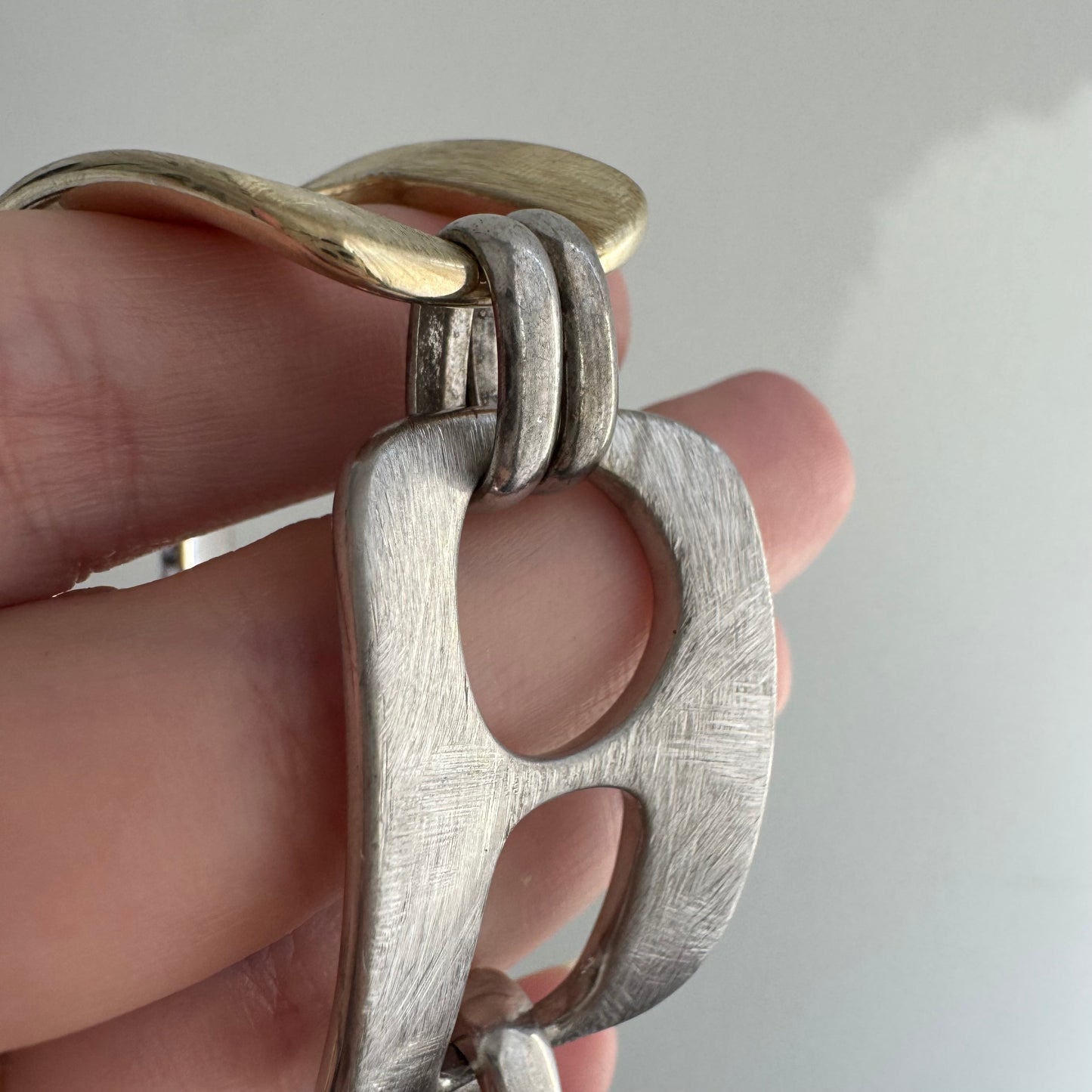 V I N T A G E // pull tab links / sterling silver two tone fancy link bracelet / 8", 33.1g