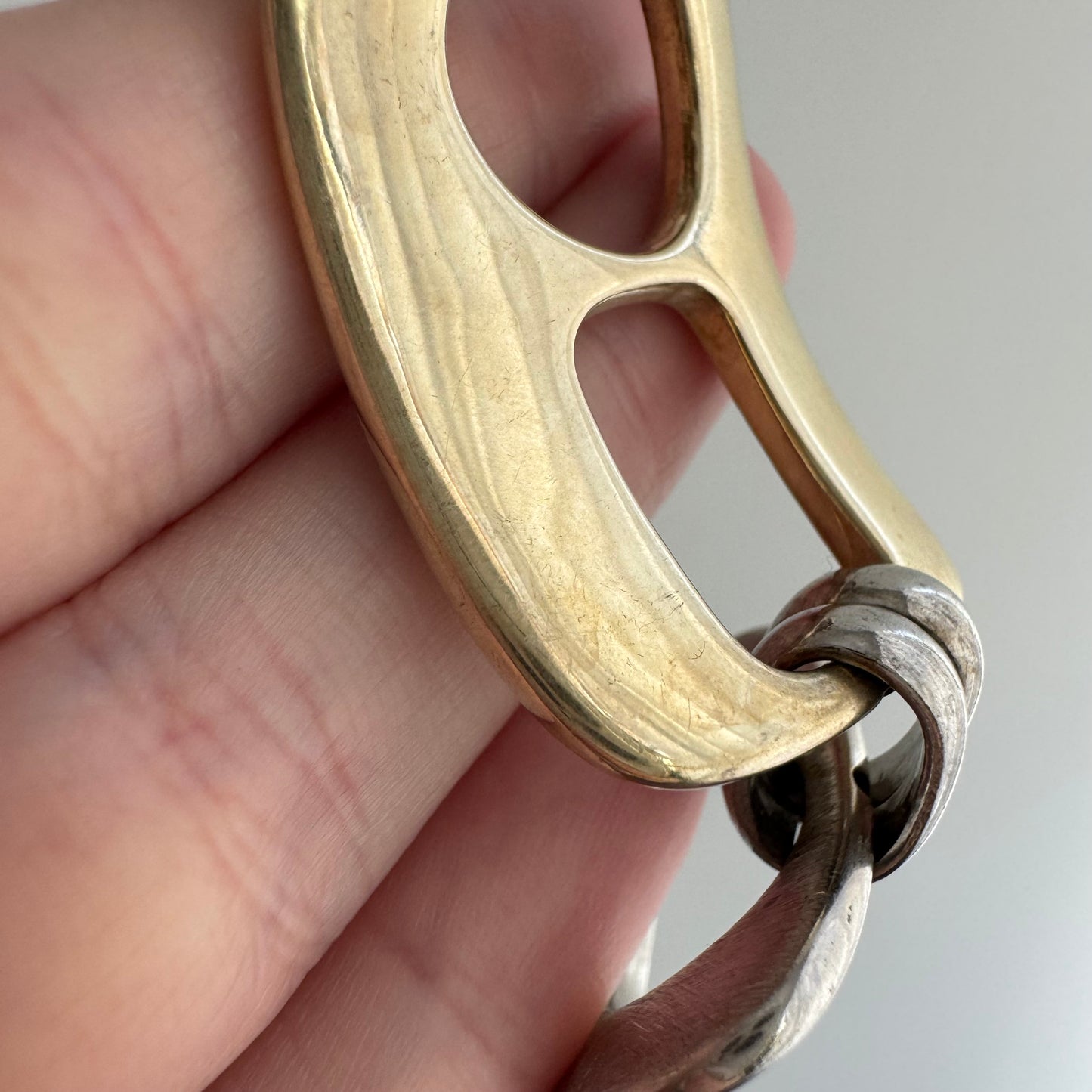 V I N T A G E // pull tab links / sterling silver two tone fancy link bracelet / 8", 33.1g