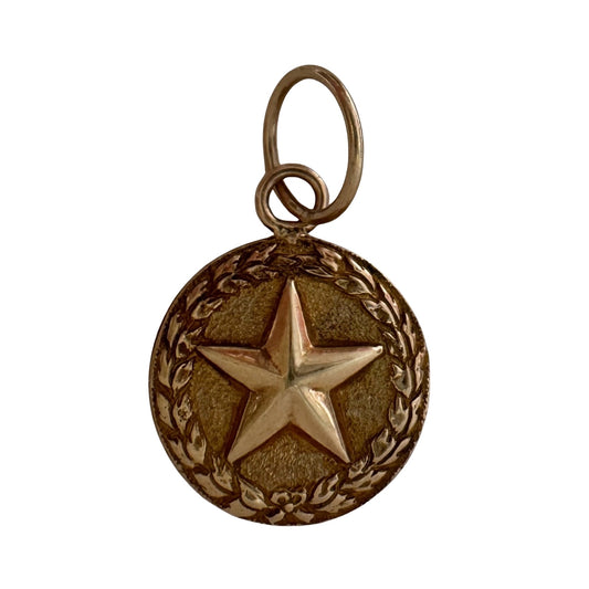 reimagined V I N T A G E // everything is connected / 10k five point star framed by a wreath / a pin conversion pendant