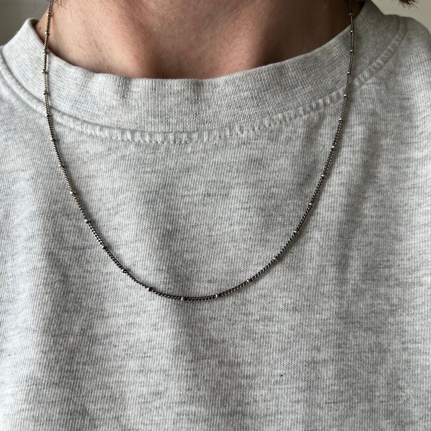 V I N T A G E // sterling silver ball and curb station chain / 19.25”