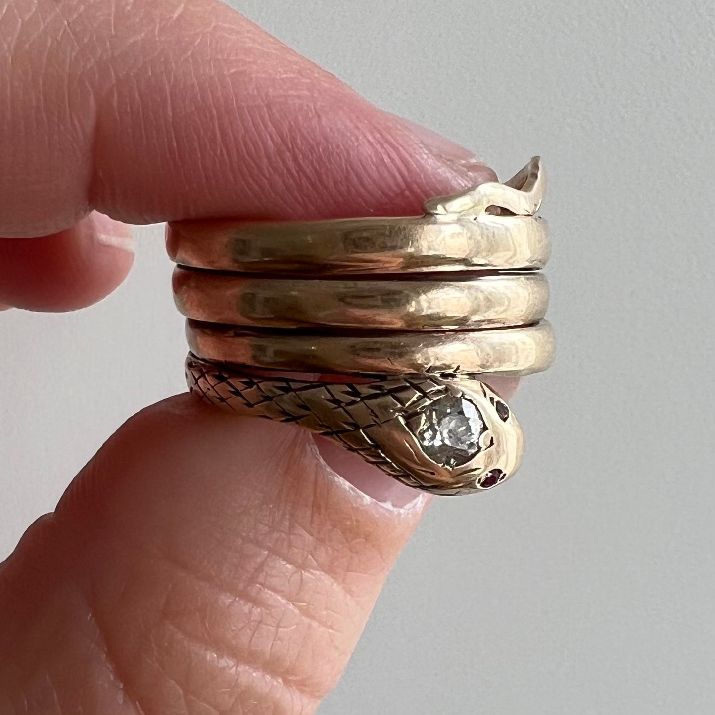 A N T I Q U E // wrap around friend / 10k rosy yellow gold snake ring / size 5.75-6