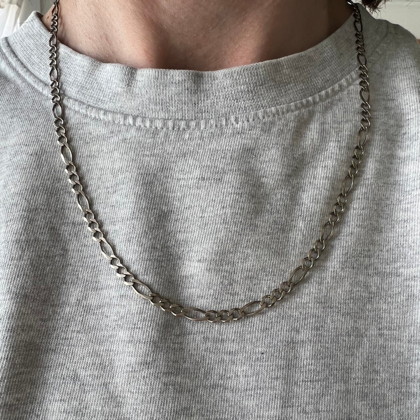 V I N T A G E // sterling silver extra curvy figaro chain / 20.25”