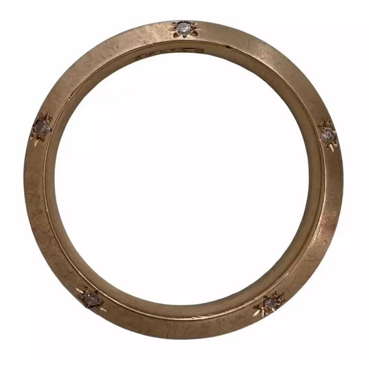 reimagined A N T I Q U E // 14k yellow gold knife edge JR Wood band with new starburst diamond / size 4.75