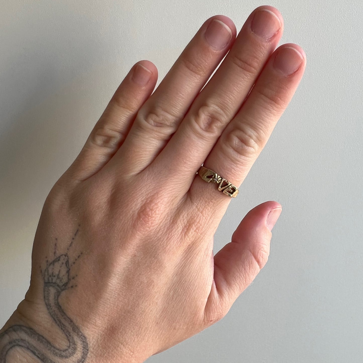 V I N T A G E // 1970s love / 10k yellow gold and diamond LOVE ring / size 6.25