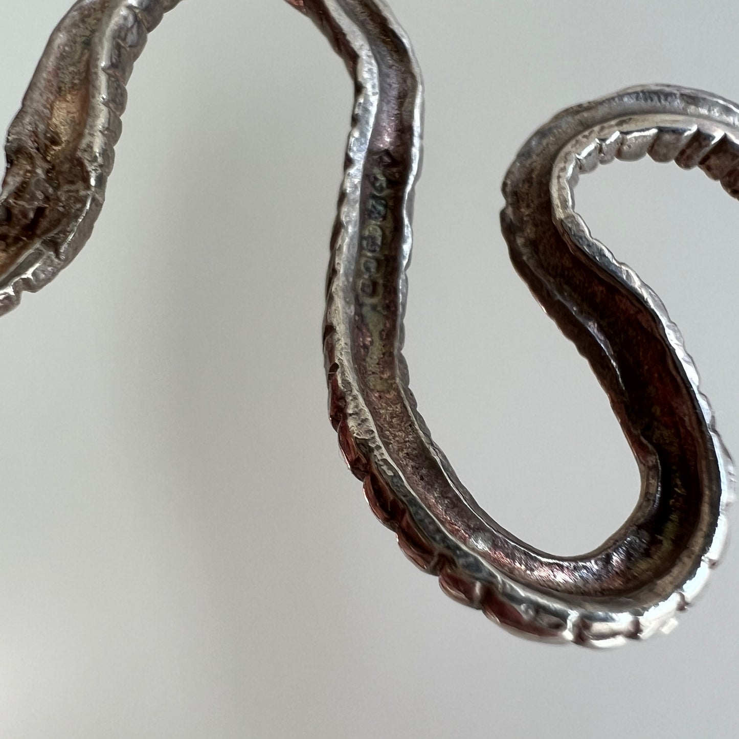 V I N T A G E // perfect serpent / sterling silver snake pendant with red stones and opal