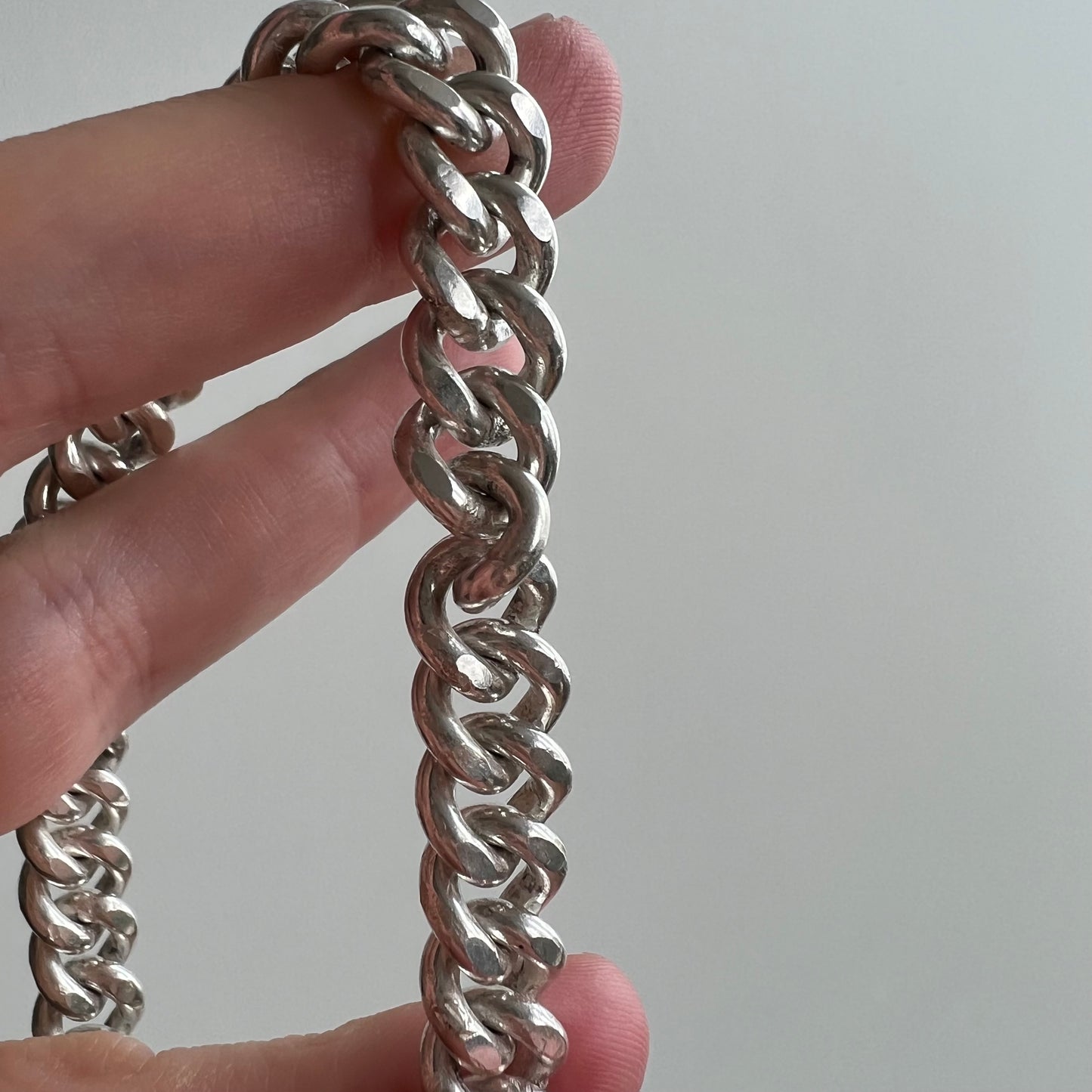 V I N T A G E // kinky curb / long sterling silver chain / 31.25" long, 9mm wide