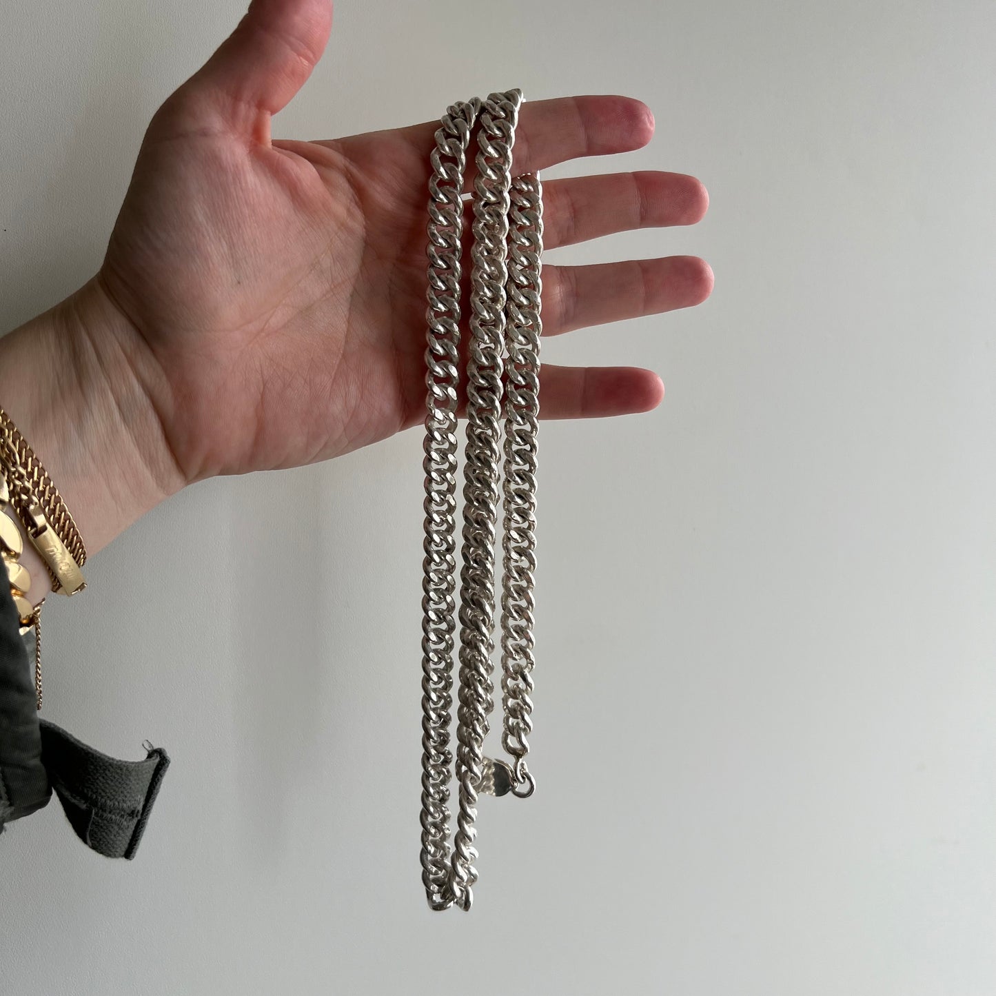 V I N T A G E // kinky curb / long sterling silver chain / 31.25" long, 9mm wide