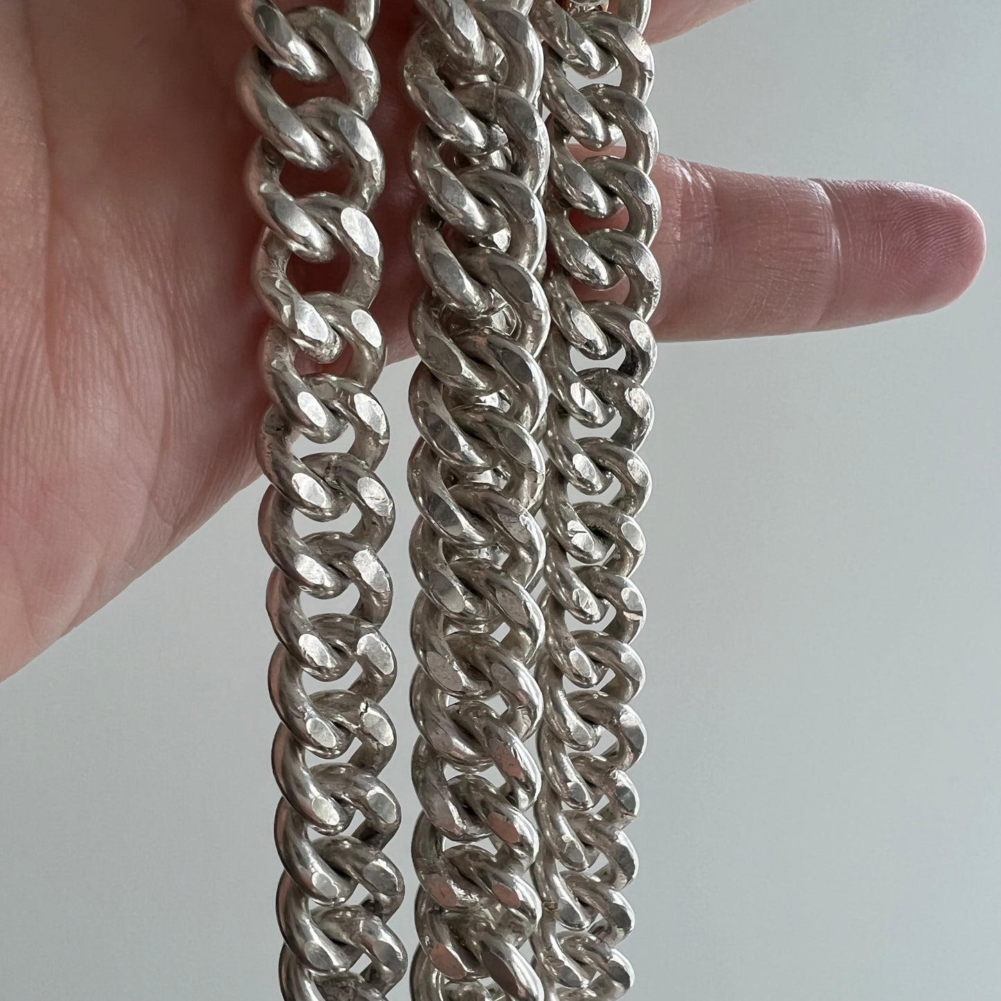 V I N T A G E // kinky curb / long sterling silver chain / 31.25" long, 9mm wide