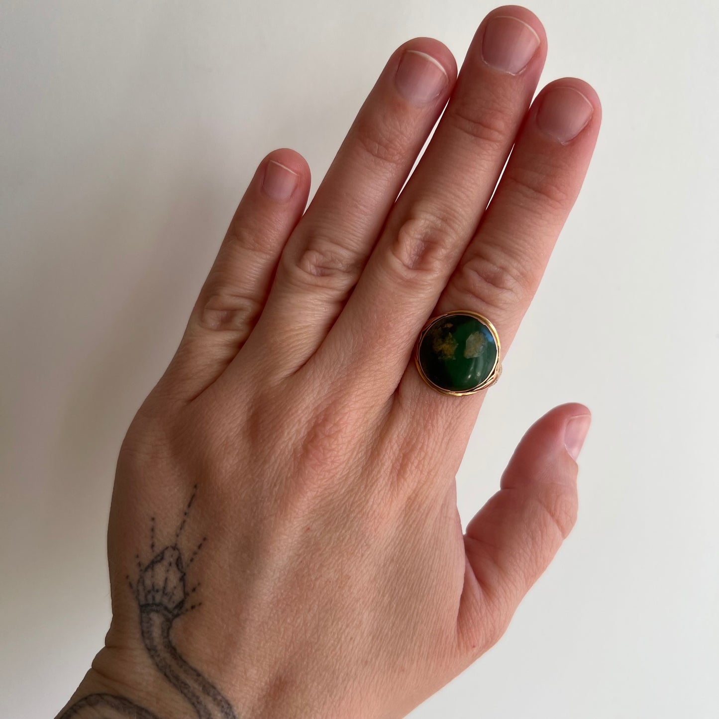 A N T I Q U E // global luna / 14k gold and green turquoise / size 5.5