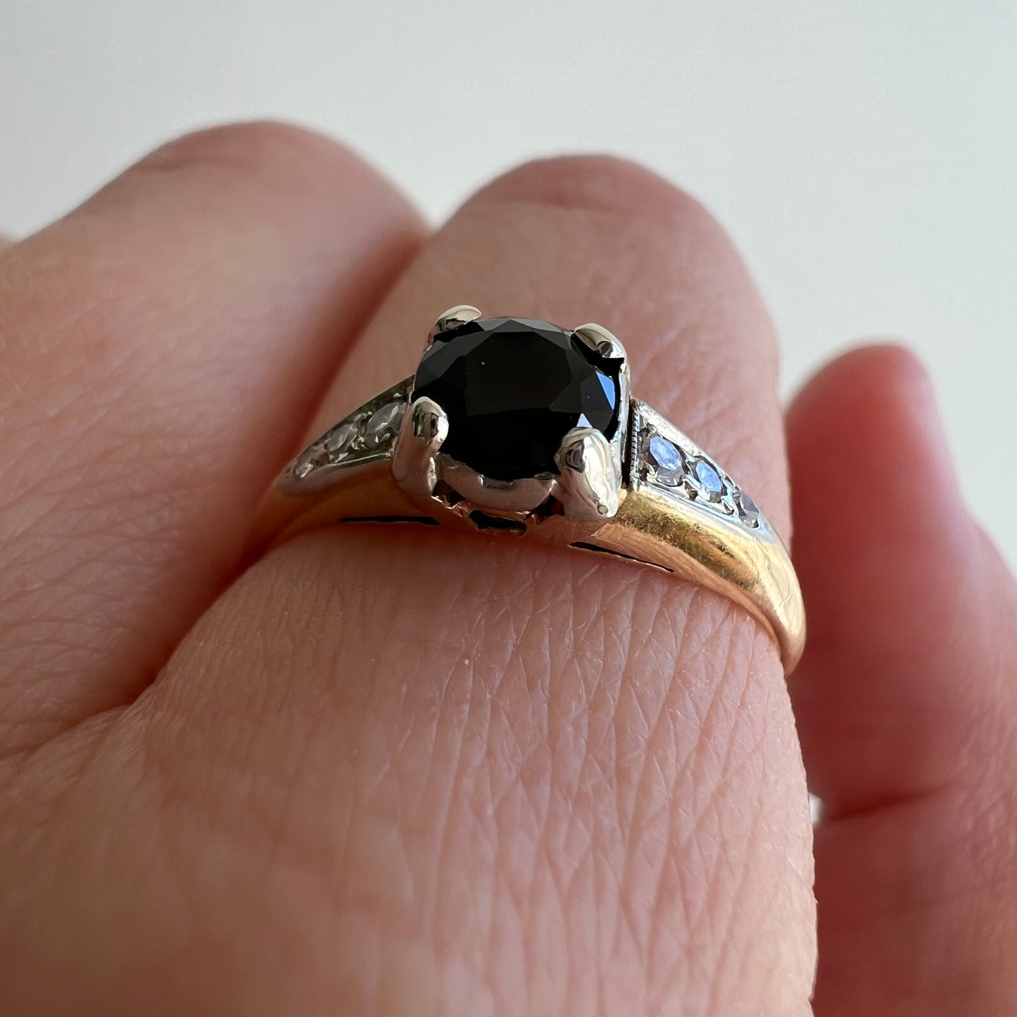 reimagined V I N T A G E // of light and dark / 14k white and yellow gold with onyx and diamonds / size 6