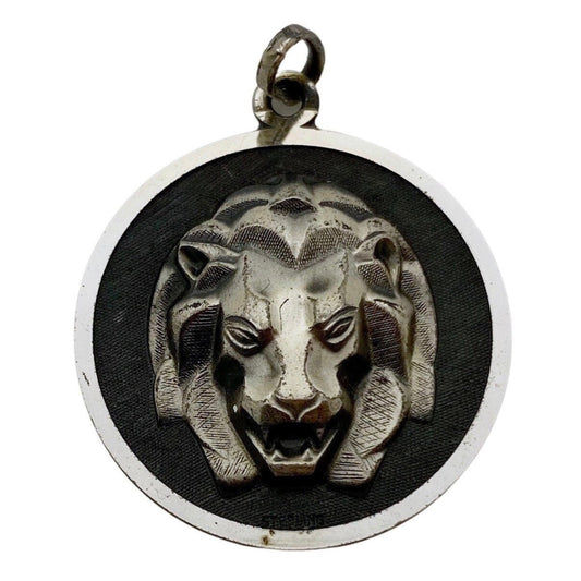 V I N T A G E // lion geometry / sterling silver Leo pendant or charm / zodiac astrology symbol
