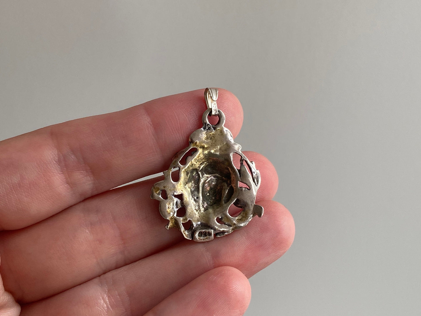 V I N T A G E // fierce in florals / 1970s art nouveau revival floral goddess / sterling silver pendant