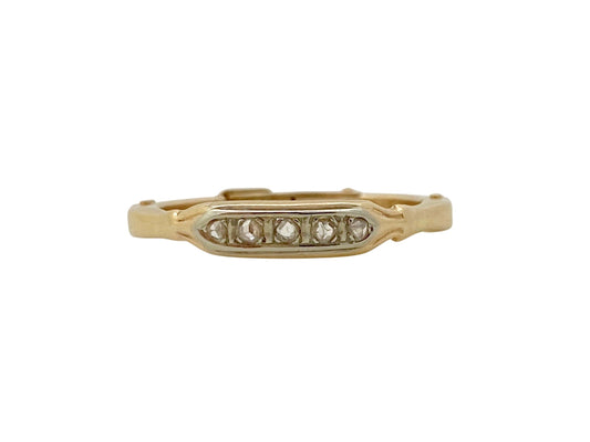 V I N T A G E // hinged helper / 14k solid yellow and white gold art deco band with rose cut diamonds / arthritic finger fit / size 6.25