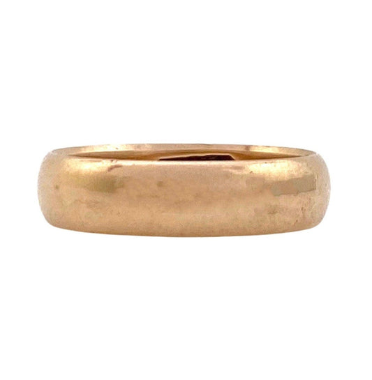 V I N T A G E / simple circle / plain wide Victorian solid 10k yellow gold cigar band / wedding band / size 4.75