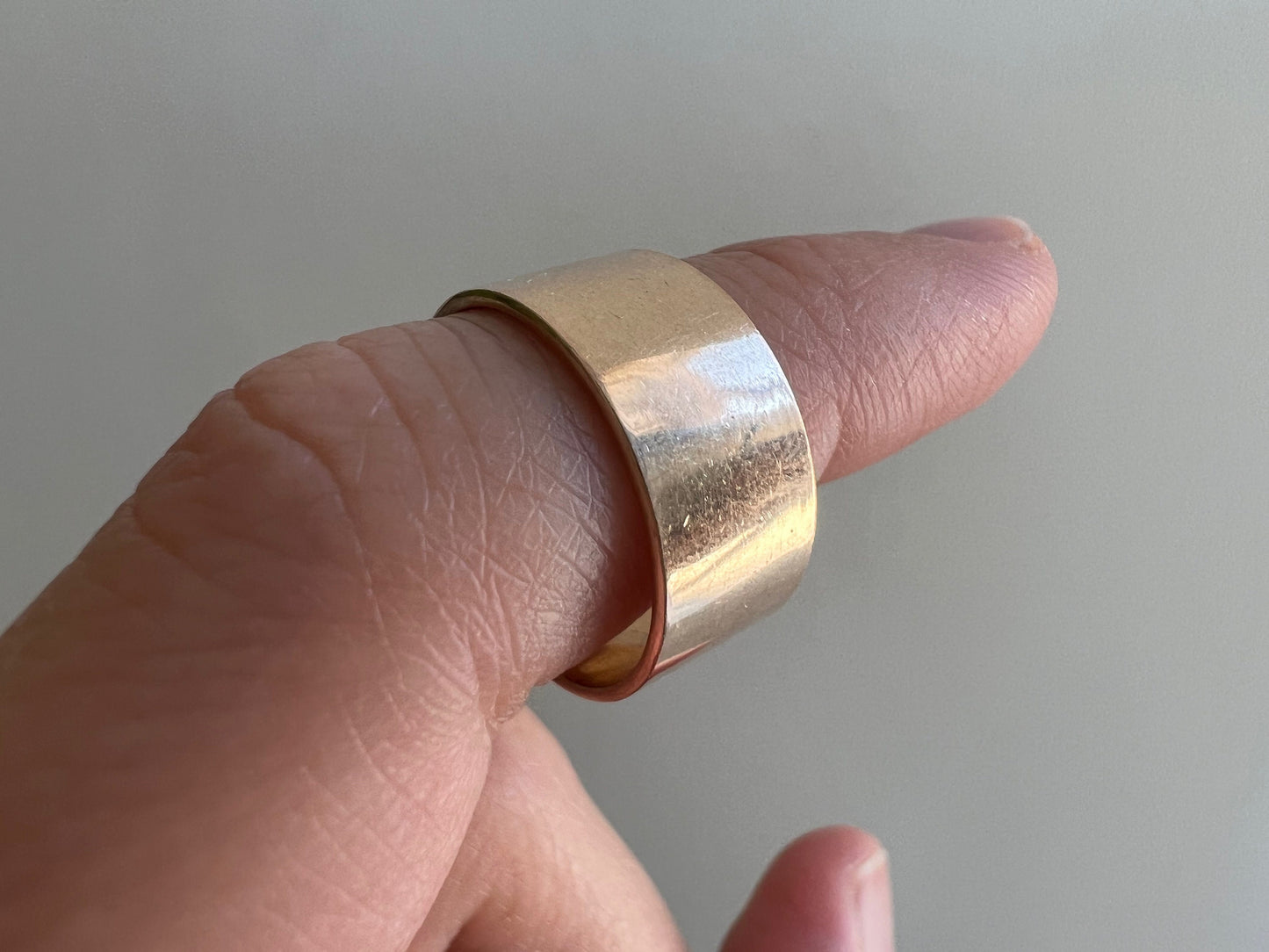 V I N T A G E // S Bros wide band / solid 14k rose gold cigar band / fits like a size 5-5.25