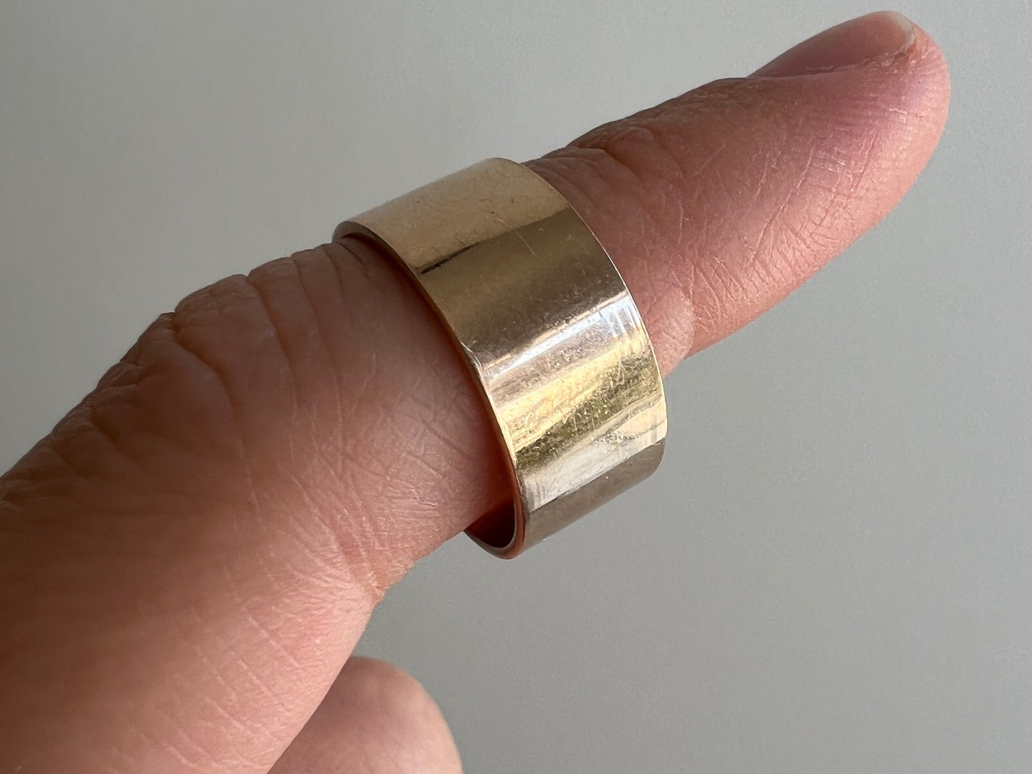 V I N T A G E // S Bros wide band / solid 14k rose gold cigar band / fits like a size 5-5.25