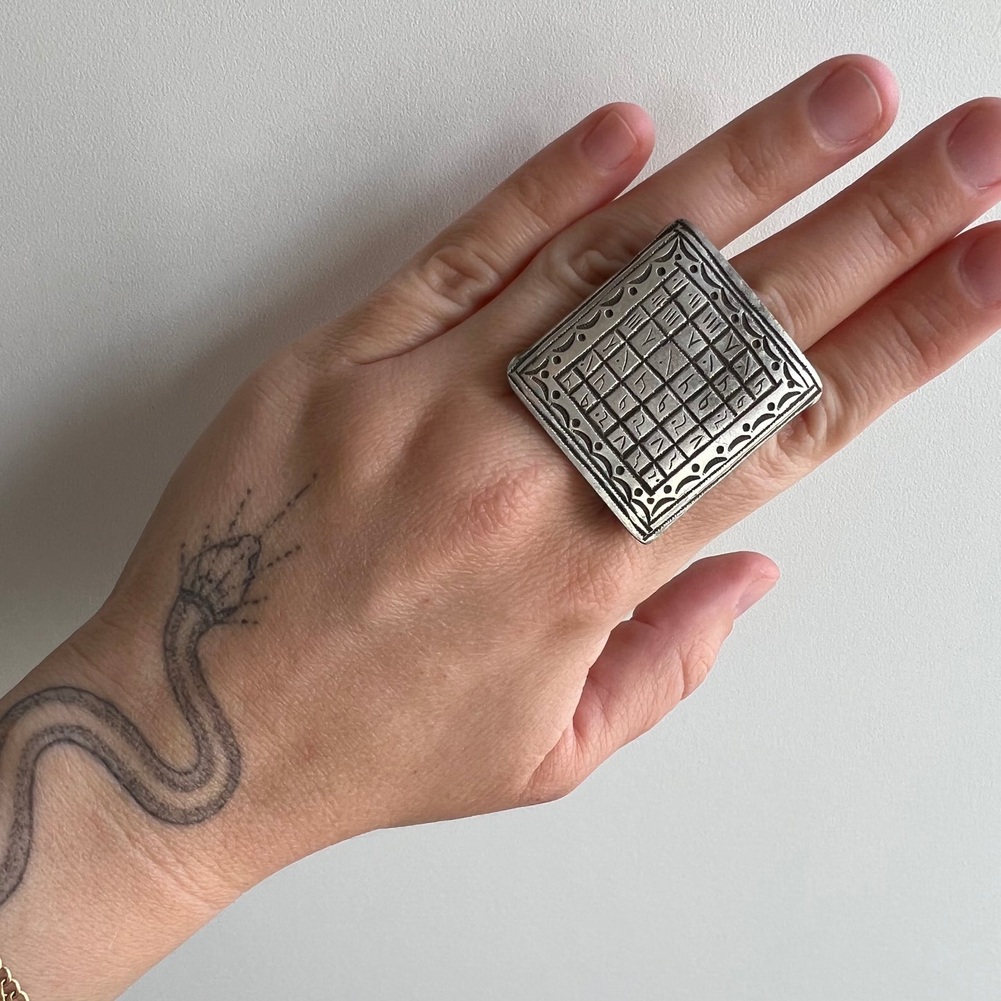 V I N T A G E // magic numbers / low grade silver Taureg magic number ring / size 7.5 to 8 ish