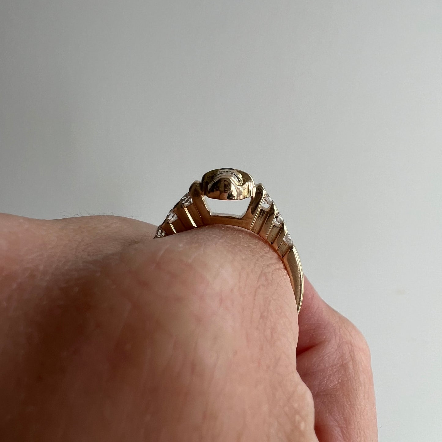 reimagined V I N T A G E // memento mori architecture / 14k and diamond skull ring / size 6.5