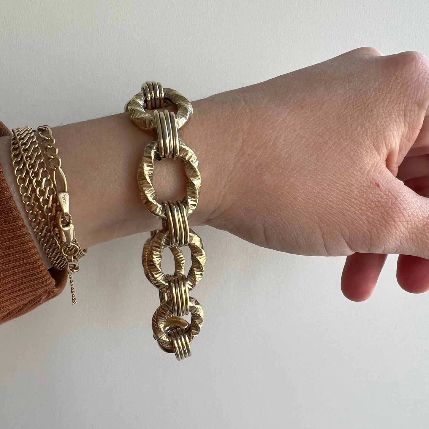 V I N T A G E // linked illusion / gold plated sterling silver linked bracelet / 8.5"