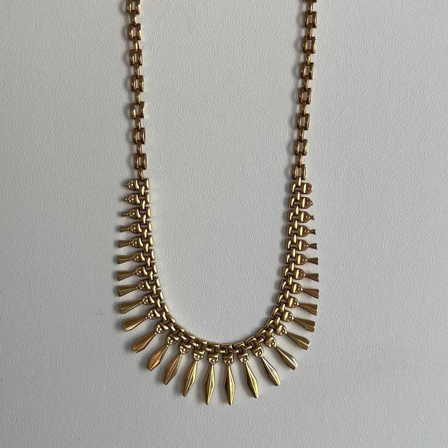 V I N T A G E // Cleopatra's fringe / 14k yellow gold bib necklace / 17.25"