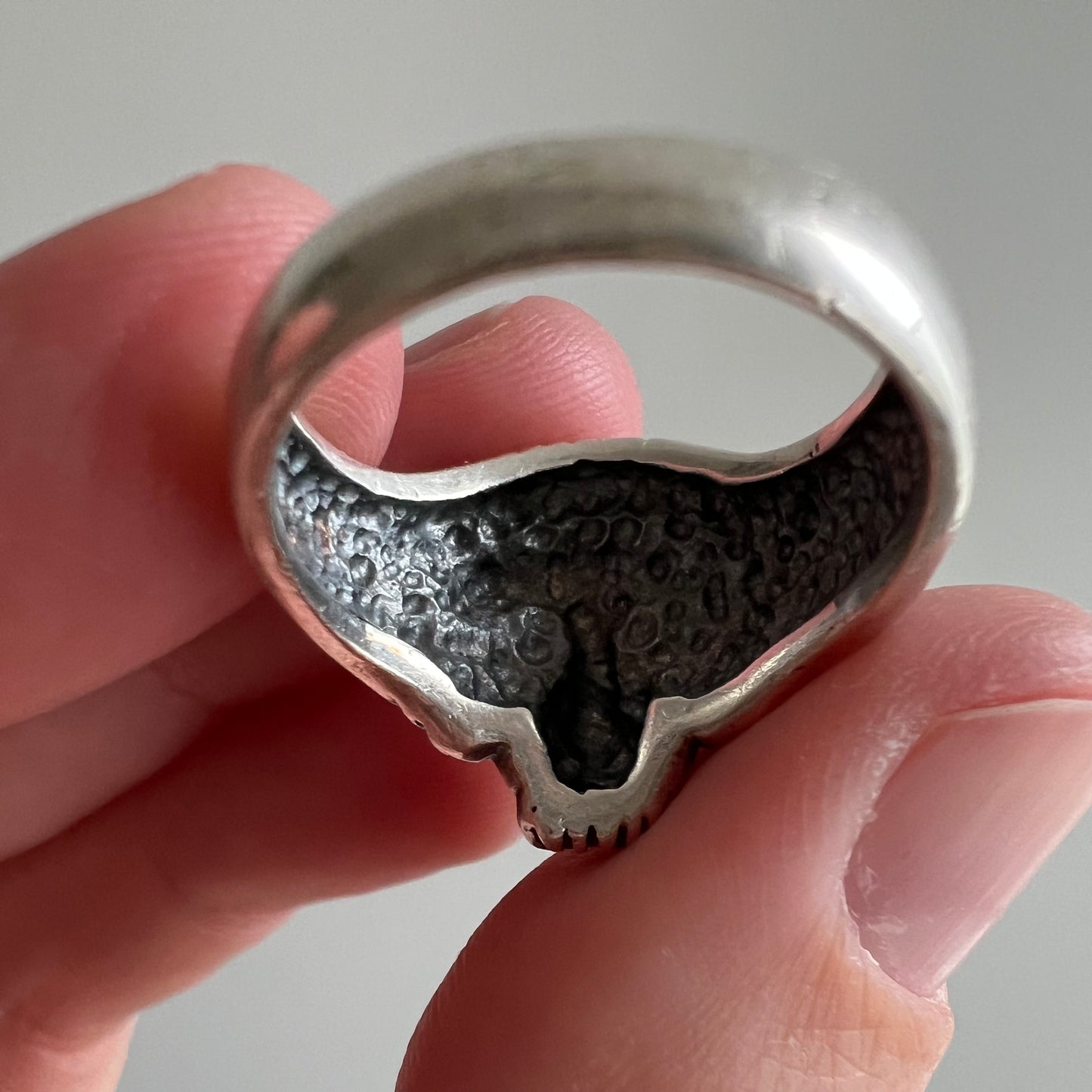 V I N T A G E // big cat grin / sterling silver lion ring / size 6